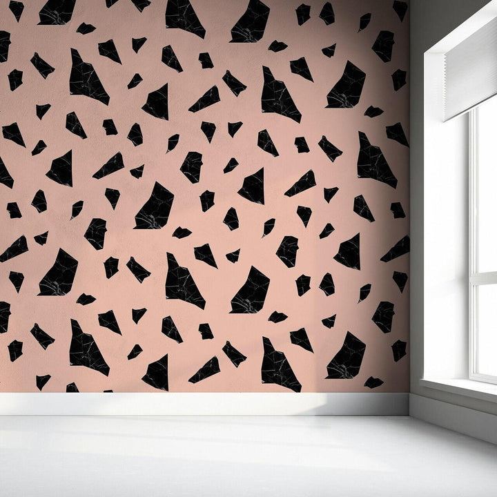 Studio Bleoh Marble fragment wallpaper - Black and Pink