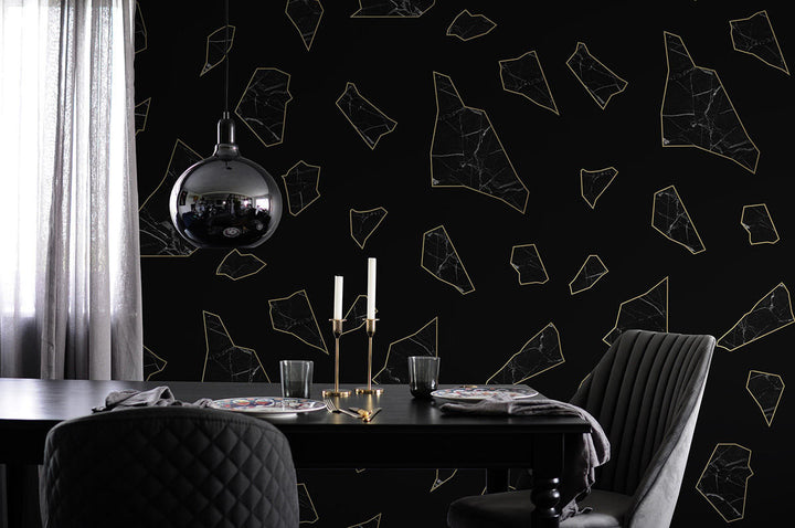 Studio Bleoh Marble fragment wallpaper-Black