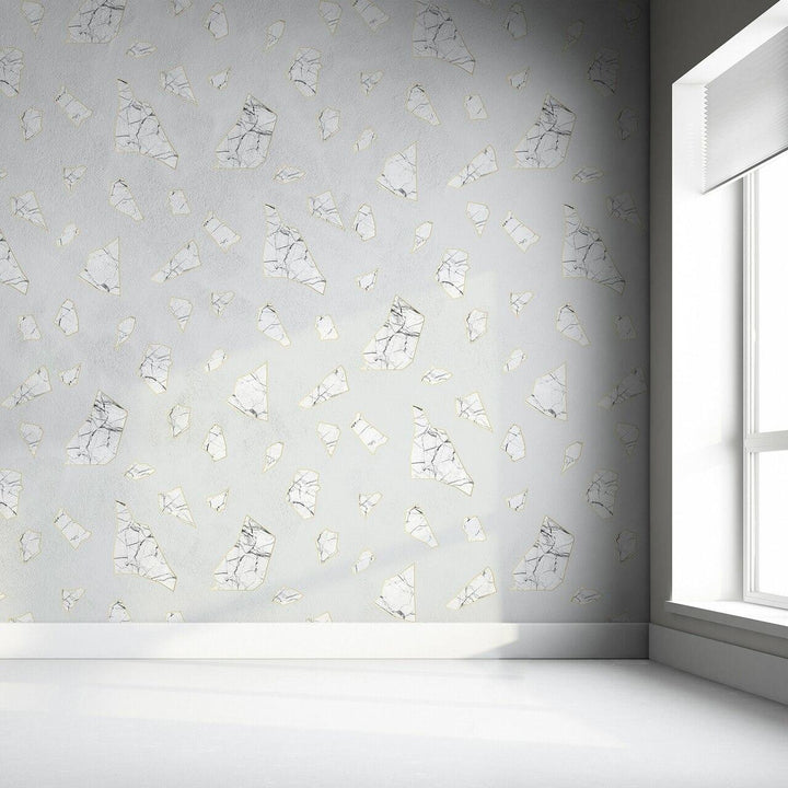 Studio Bleoh Marble fragment wallpaper-White