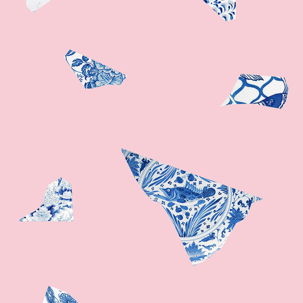 Studio Bleoh Pink and Blue Plate fragment wallpaper