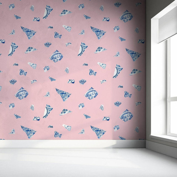 Studio Bleoh Pink and Blue Plate fragment wallpaper