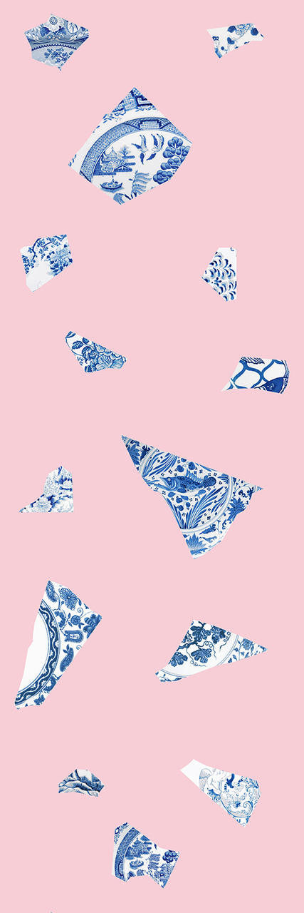 Studio Bleoh Pink and Blue Plate fragment wallpaper