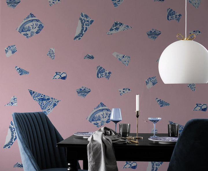 Studio Bleoh Pink and Blue Plate fragment wallpaper