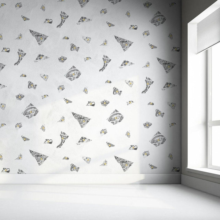 Studio Bleoh White and Grey Plate fragment wallpaper