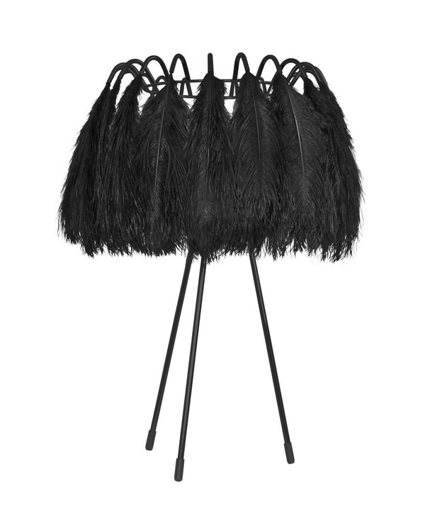 Young and Battaglia All Black Feather Table Lamp