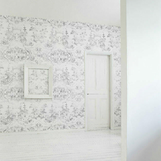 Young and Battaglia Almost White Delft Baroque Wallpaper