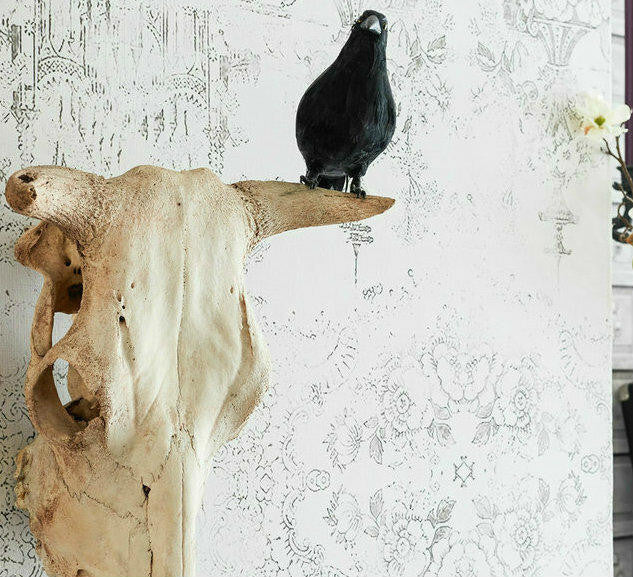 Young and Battaglia Almost White Delft Baroque Wallpaper