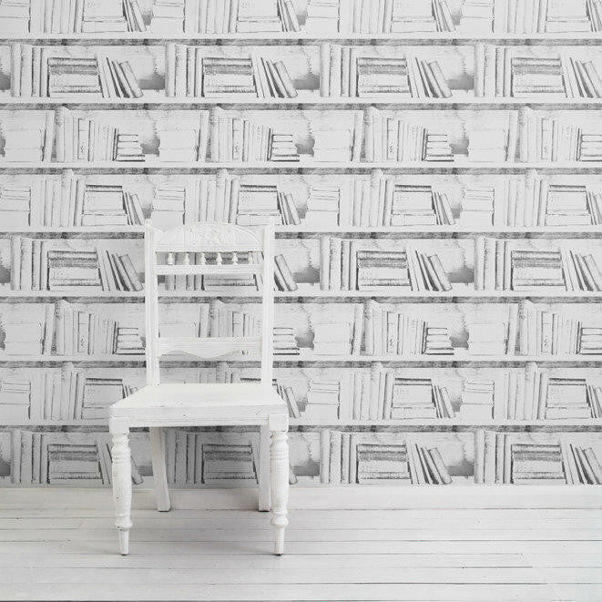 Young and Battaglia Almost White Photocopy Bookshelf Wallpaper