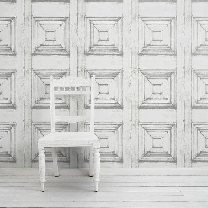 Young and Battaglia Almost White Victorian Panelling Wallpaper