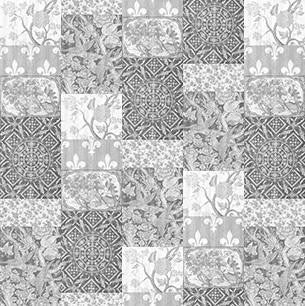 Young and Battaglia Arts and Crafts Patchwork Wallpaper - Black and White