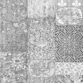 Young and Battaglia Arts and Crafts Patchwork Wallpaper - Black and White