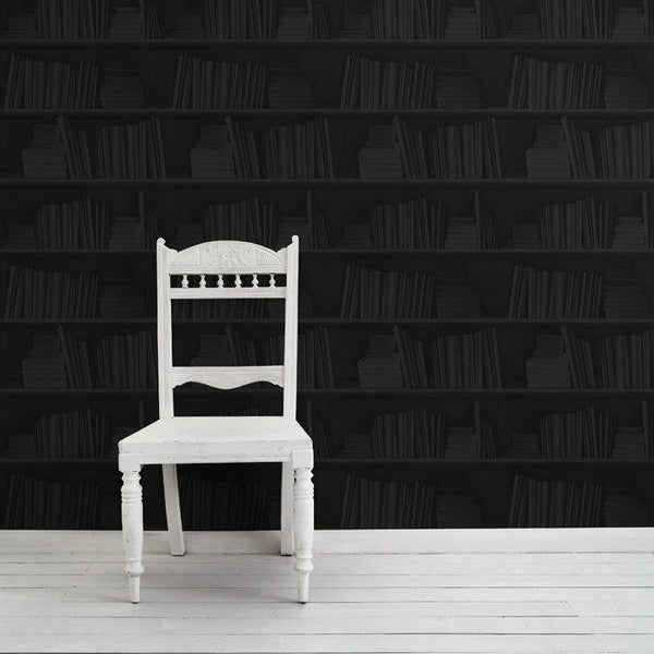 Young and Battaglia Black Bookshelf Wallpaper