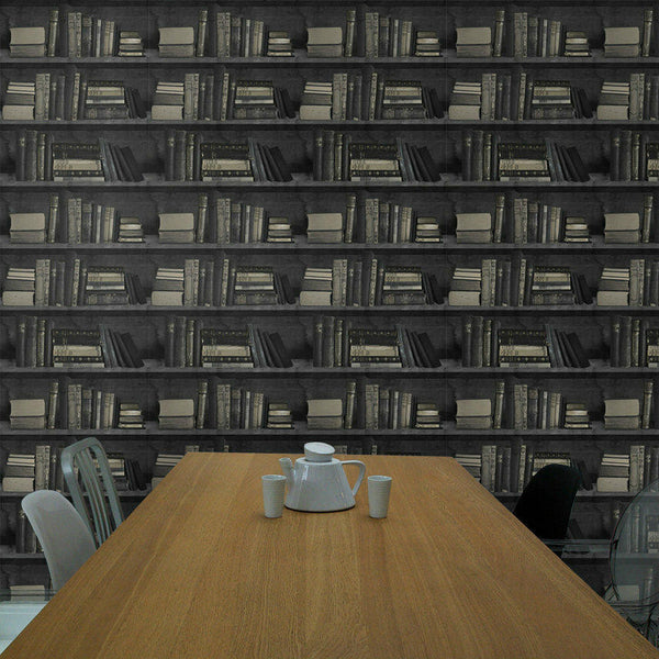 Young and Battaglia Dark Bookshelf Wallpaper