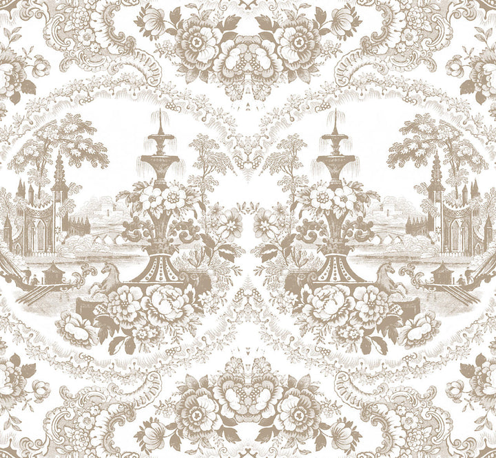 Young and Battaglia Delft Baroque Wallpaper - Beige