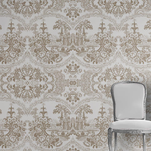 Young and Battaglia Delft Baroque Wallpaper - Beige