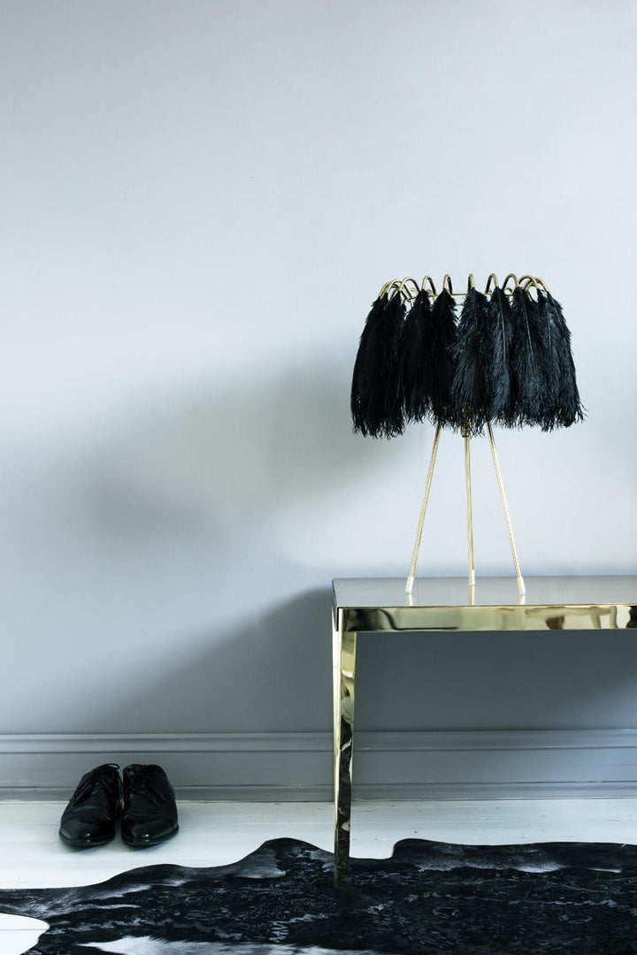 Young and Battaglia Feather Table Lamp Black