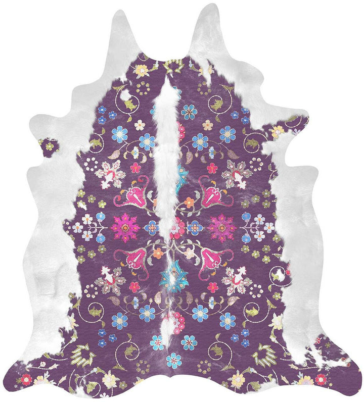 Young and Battaglia Gypsy Faux Cowhide Purple Rug