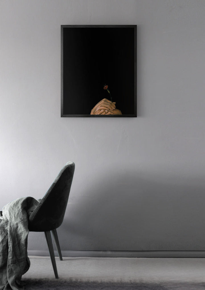 Young and Battaglia Hands Holding Flower Framed Printed canvas