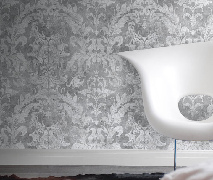 Young and Battaglia Light Urban Concrete Damask Wallpaper