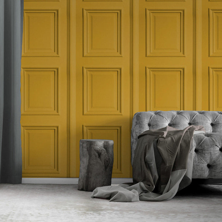 Young and Battaglia Mustard Panelling Wallpaper