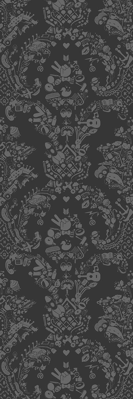 Young and Battaglia New World Damask Wallpaper- Grey and Grey