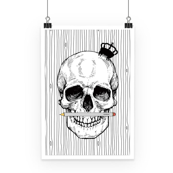 Young and Battaglia Pencil Skull monochrome Poster
