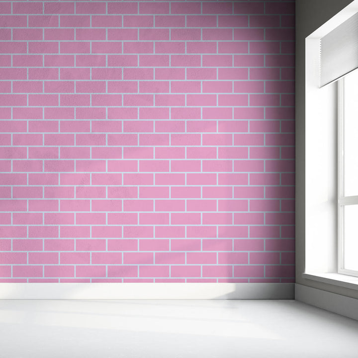 Young and Battaglia Pink and Light blue bricks Outline wallpaper