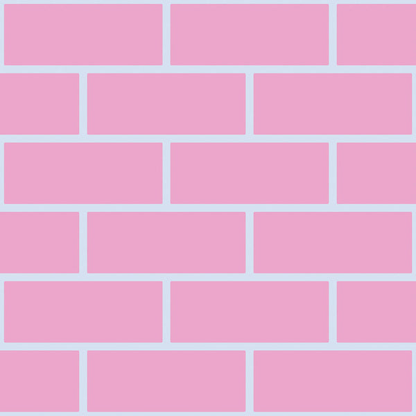 Young and Battaglia Pink and Light blue bricks Outline wallpaper