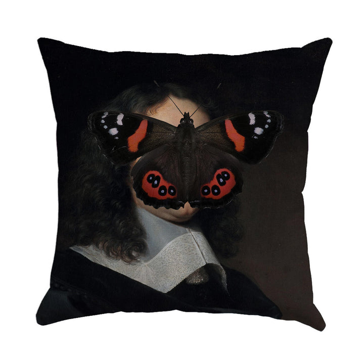 Young and Battaglia Portrait Of A Black And Red Butterfly On Man Cushion