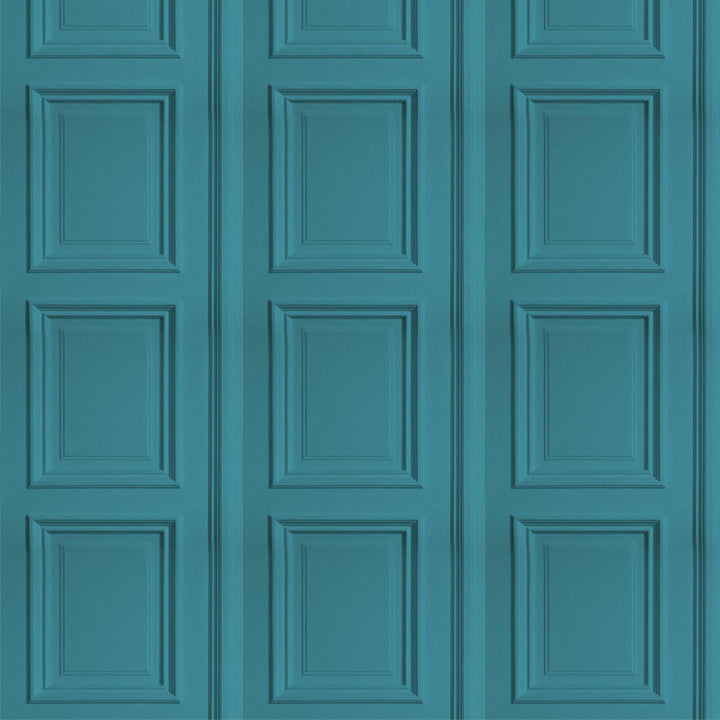 Young and Battaglia Teal Panelling Wallpaper