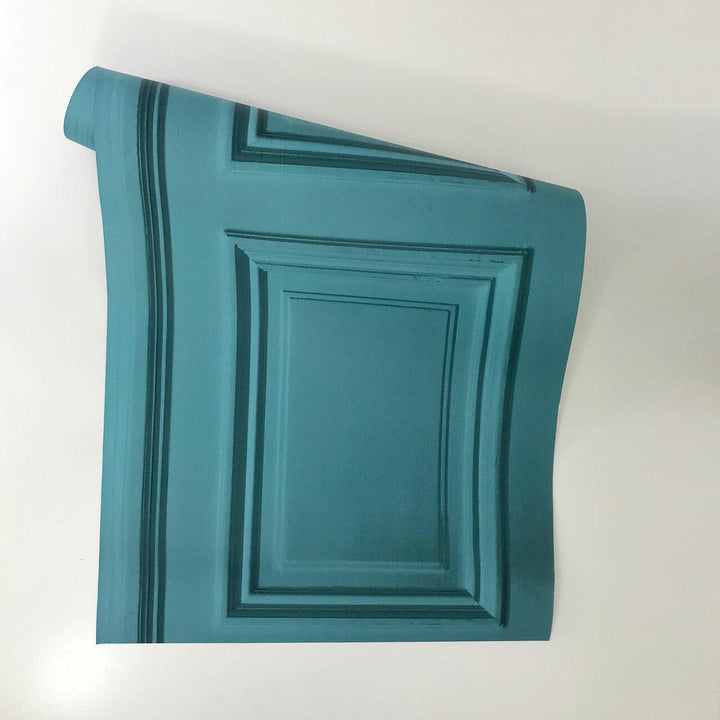 Young and Battaglia Teal Panelling Wallpaper