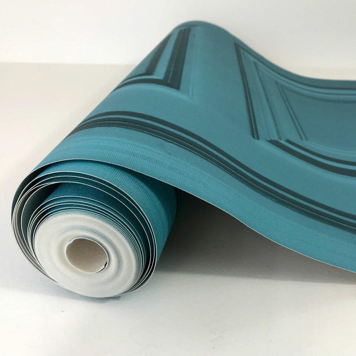 Young and Battaglia Teal Panelling Wallpaper