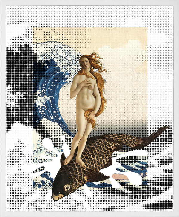 Young and Battaglia Venus Surfing Framed Printed Canvas