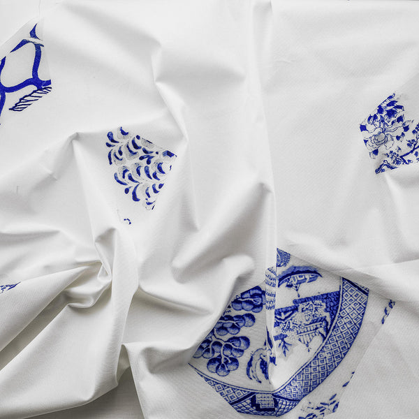 Young and Battaglia White and Blue Plate fragment Fabric