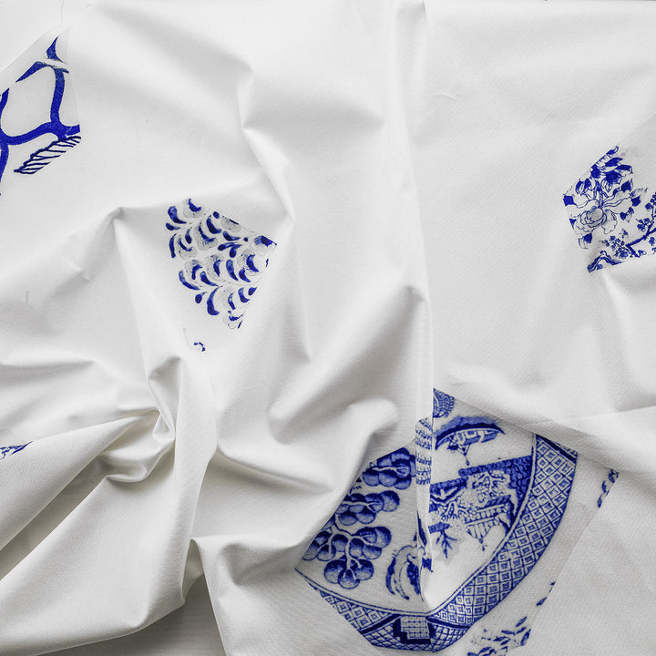 Young and Battaglia White and Blue Plate fragment Fabric