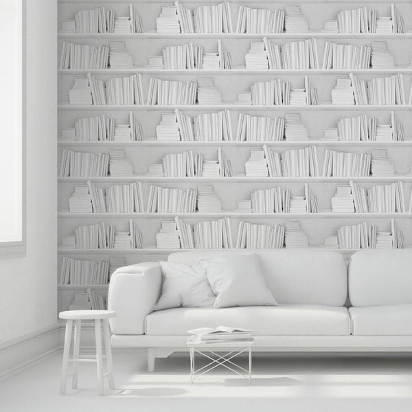 Young and Battaglia White Bookshelf Wallpaper
