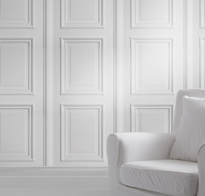 Young and Battaglia White Panelling Wallpaper
