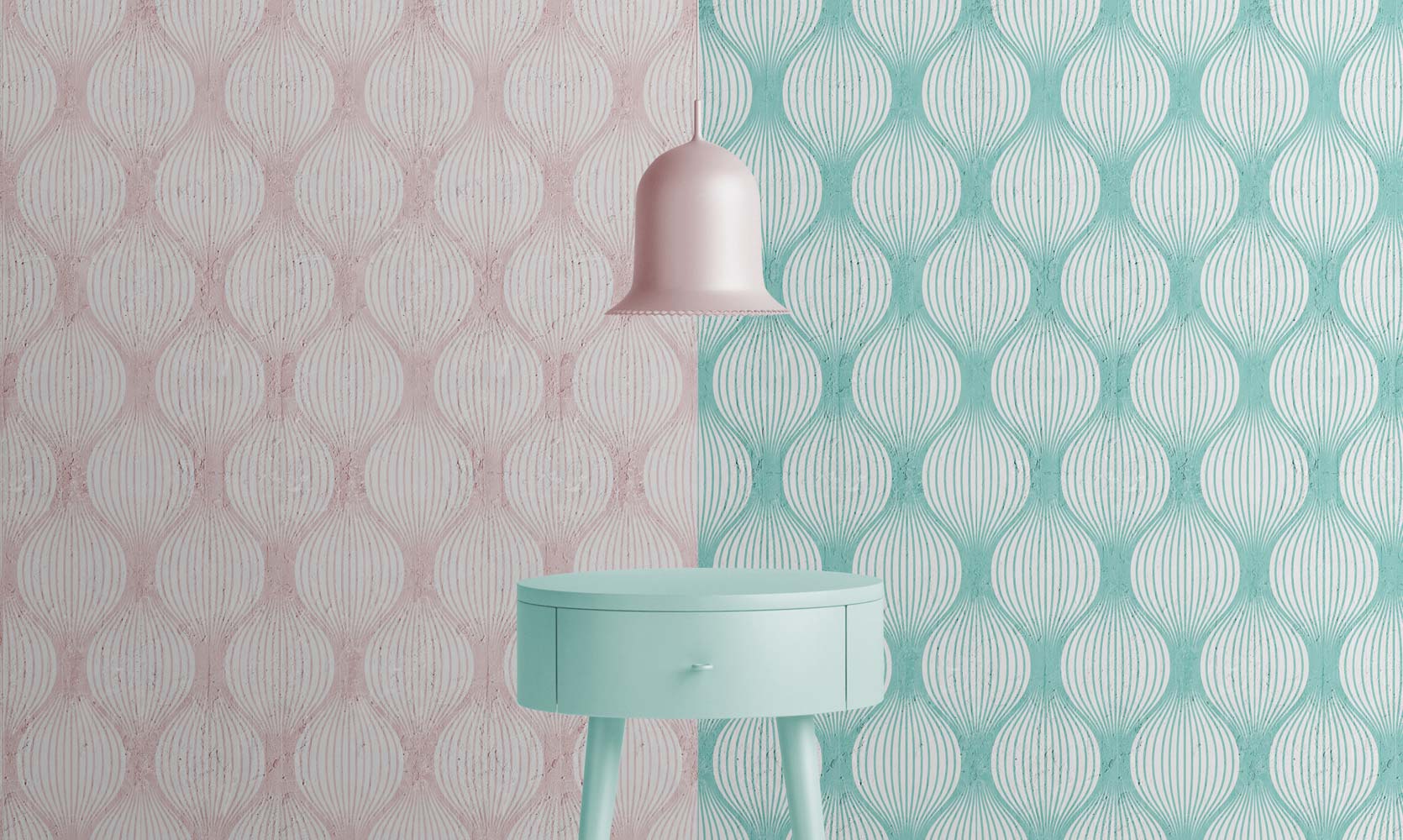 Aquamarine Geometric Bulbs Wallpaper
