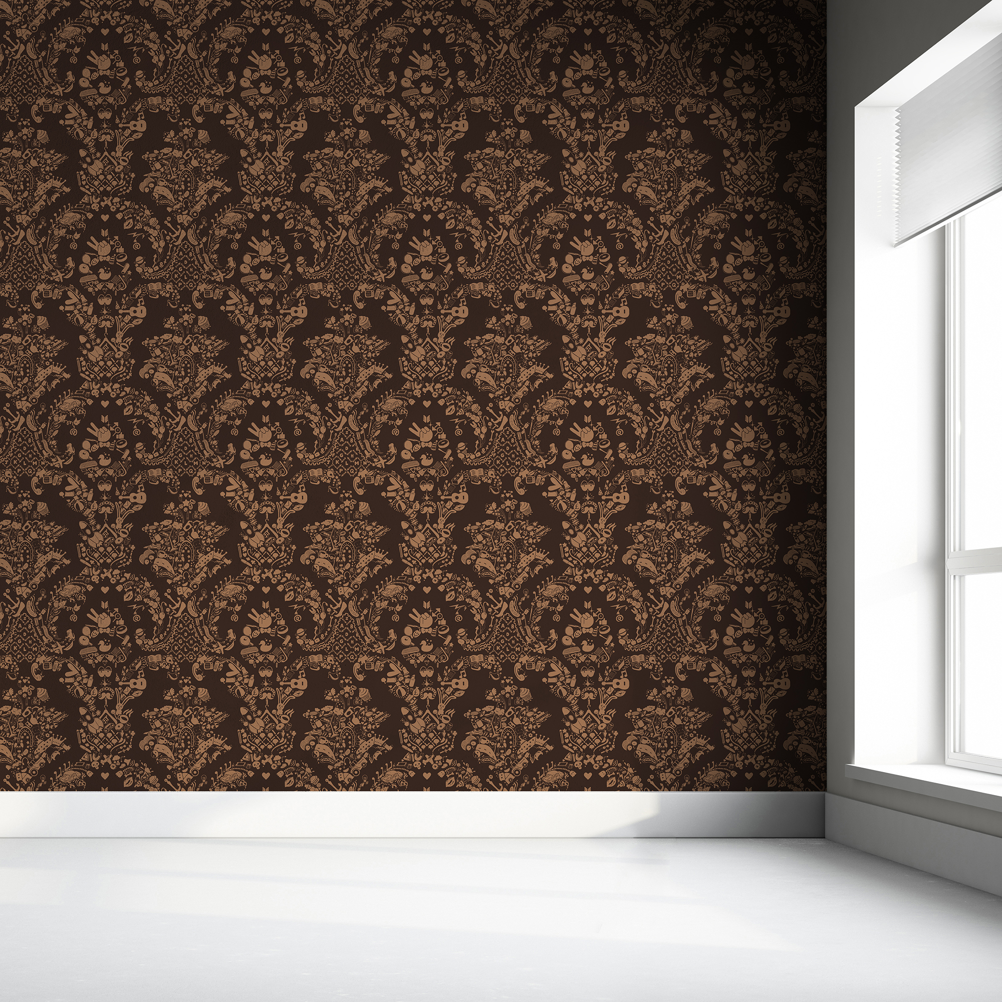 damask brown wallpaper