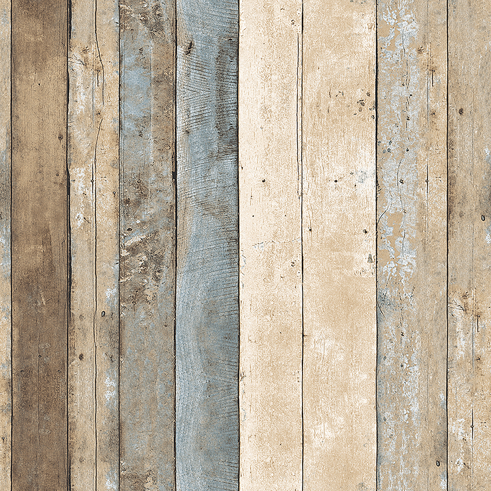 Rustic Wood Effect Panel Wallpaper Beige and Cream